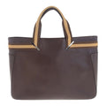 Gucci Sherry Line Brown Beige Silver Hardware Leather Tote Bag Handbag