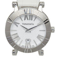 Tiffany & Co Atlas Dome Watch Silver White Stainless Steel Leather