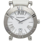 Tiffany & Co Atlas Dome Watch Silver White Stainless Steel Leather