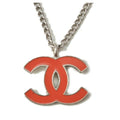 Chanel Coco Mark CC Coral Orange Silver