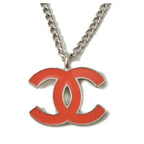 Chanel Coco Mark CC Coral Orange Silver