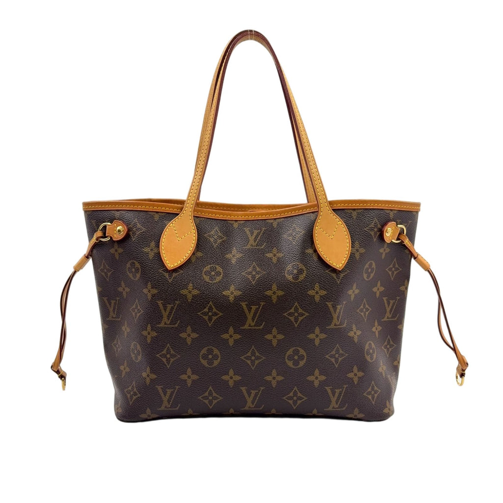 Louis Vuitton Neverfull PM Monogram Leather Brown Tote Gold