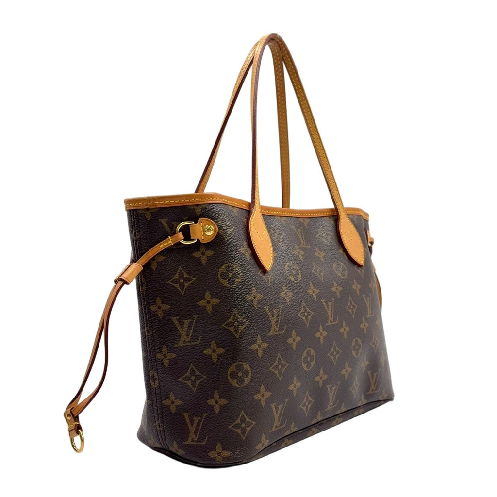 Louis Vuitton Neverfull PM Monogram Leather Brown Tote Gold — view 2