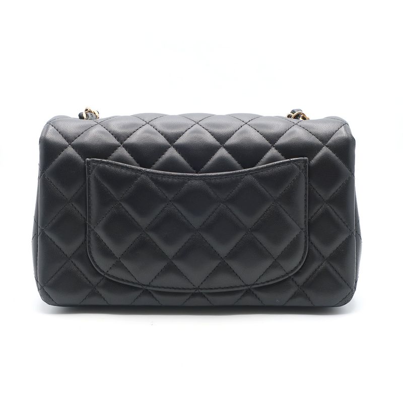 Chanel Mini Quilted Chain Shoulder Black Gold Hardware Single — view 3
