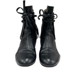 Chanel Boots Short Shoes Leather Black Coco Mark Fringe — view 3