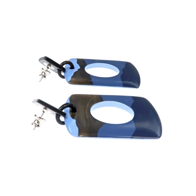 Hermes Earrings Dalva Sfumato Buffalo Horn Multicolor Blue Accessories — view 4