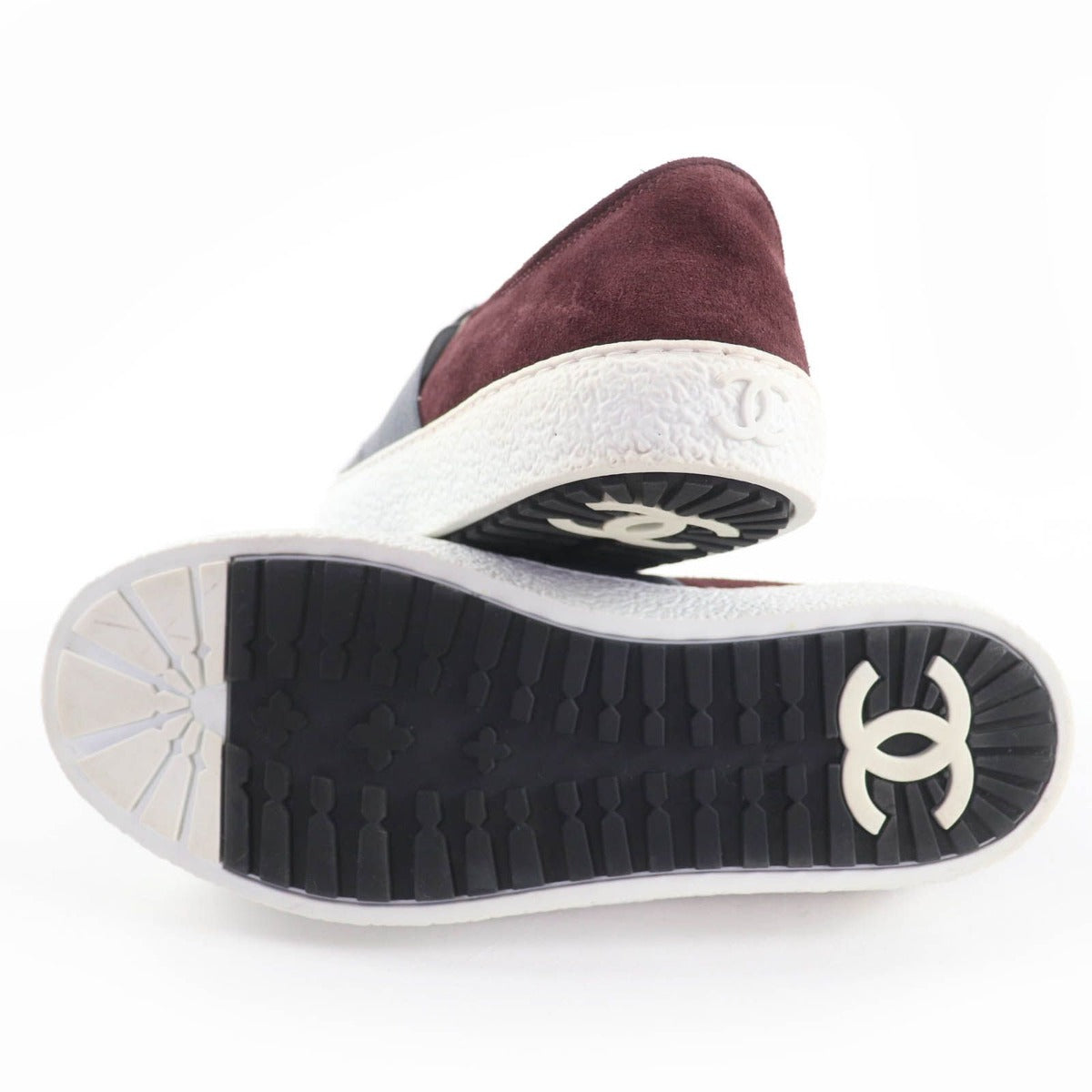 Chanel 16 B Back Coco Mark Tweed Suede Leather Sneakers Slip-on Gray 36 — view 2