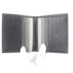 Prada 2 Mo004 Logo Plate Saffiano Martic Leather Bifold Card Case Billfold Nero — view 6