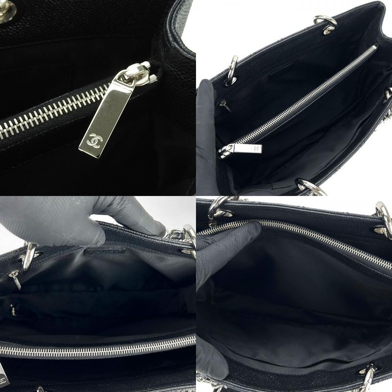 Chanel Tote Bag Grand Shopping GST Caviar Leather Black Silver Hardware Chain 16 th — view 6