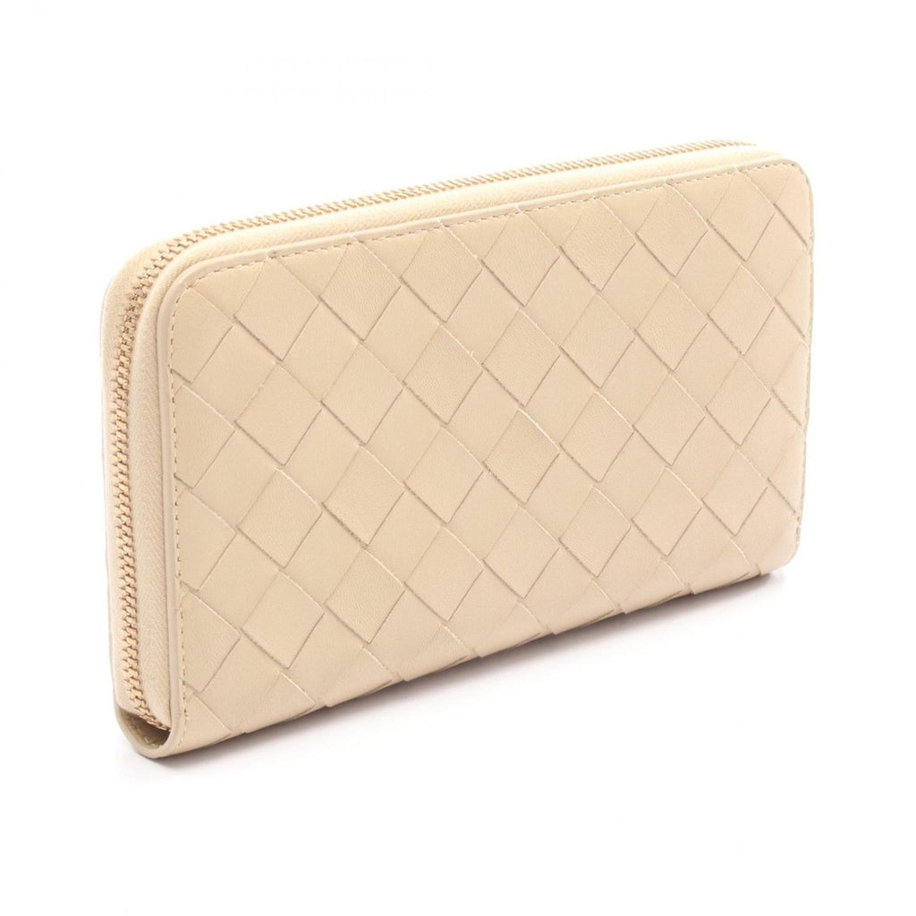 Bottega Veneta Round Wallet Intrecciato Beige Leather — view 2