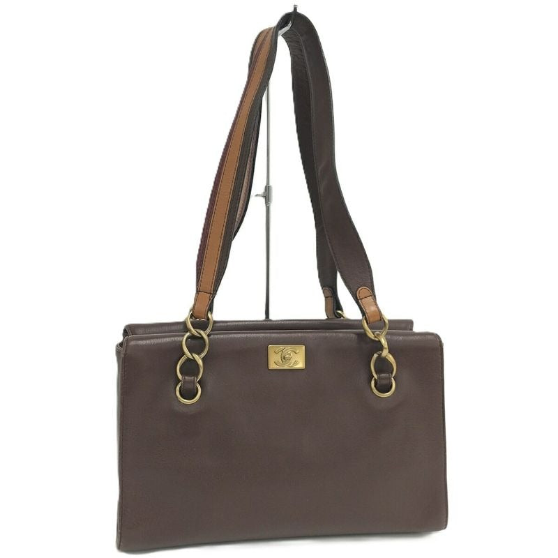 Chanel Shoulder Tote Bag Leather Brown