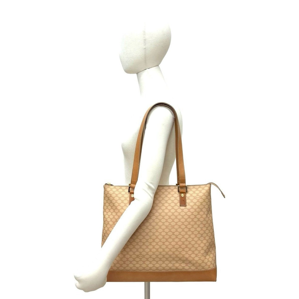 Celine Vintage Macadam Blason Pattern Leather Tote Beige — view 2