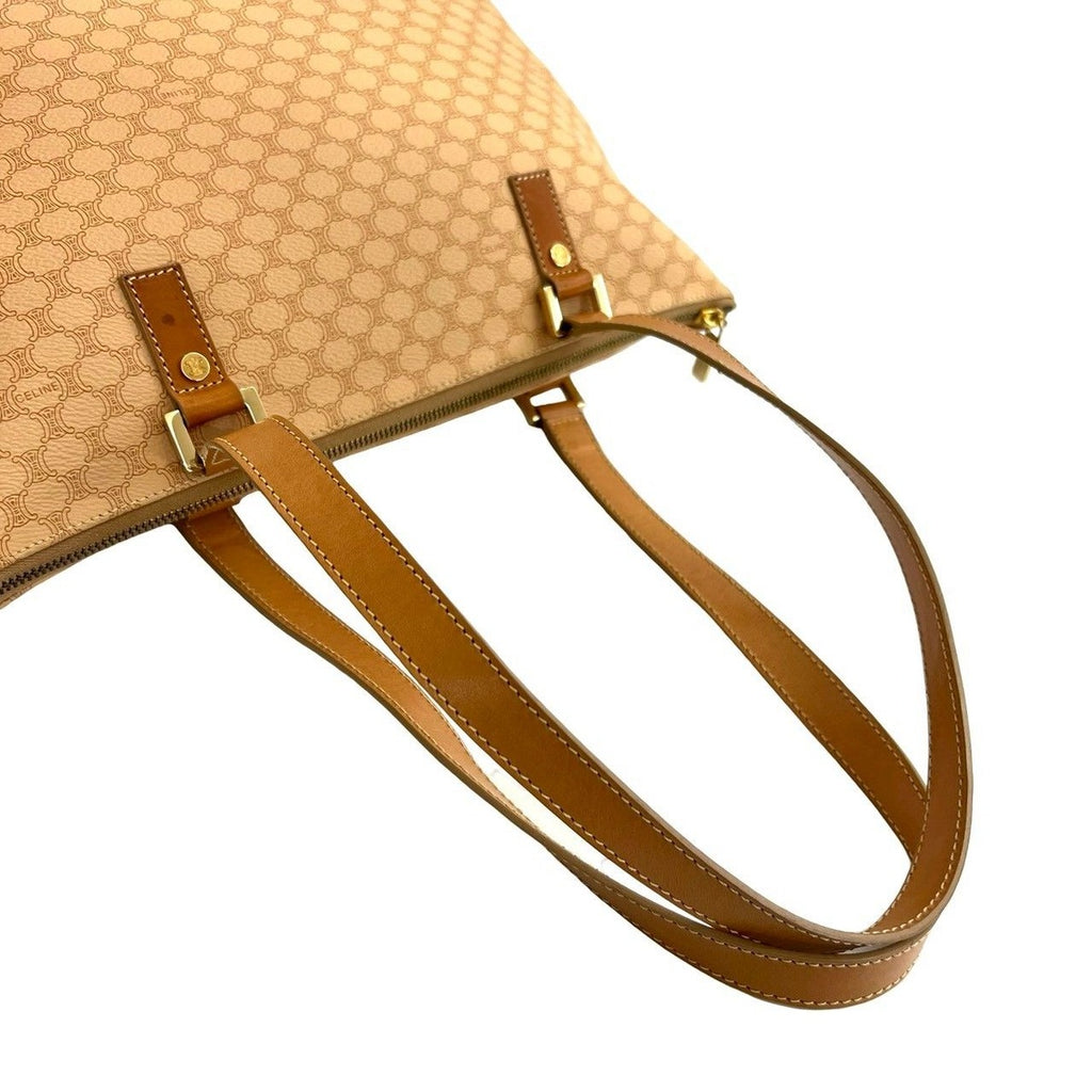 Celine Vintage Macadam Blason Pattern Leather Tote Beige — view 4