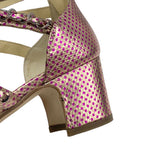 Chanel Sandals Shoes Leather Pink Silver Coco Mark Chain Dot Metallic — view 9