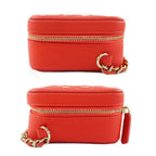Chanel CC Filigree-mini Chain Shoulder Bag Red Caviar Leather — view 5