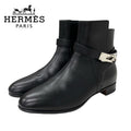 Hermes Neo Boots Short Shoes Leather Black Silver Kelly Hardware