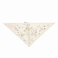 Hermes Story Triangle Scarf Embroidered Beaded Carre Silk Ivory 0109