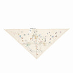 Hermes Story Triangle Scarf Embroidered Beaded Carre Silk Ivory 0109