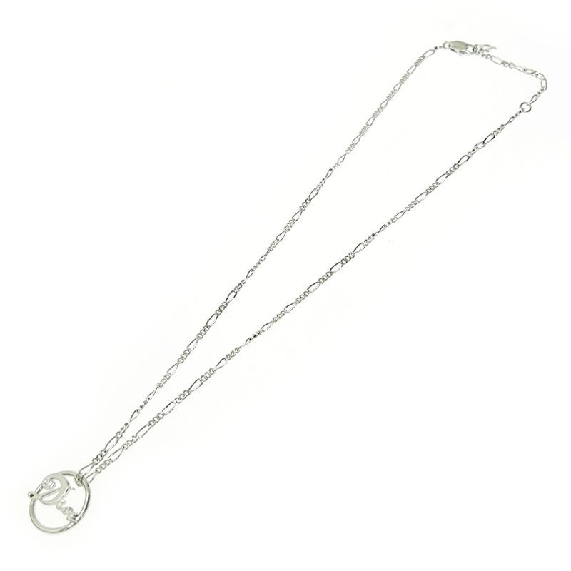 Christian Dior Logo Circle Necklace Silver