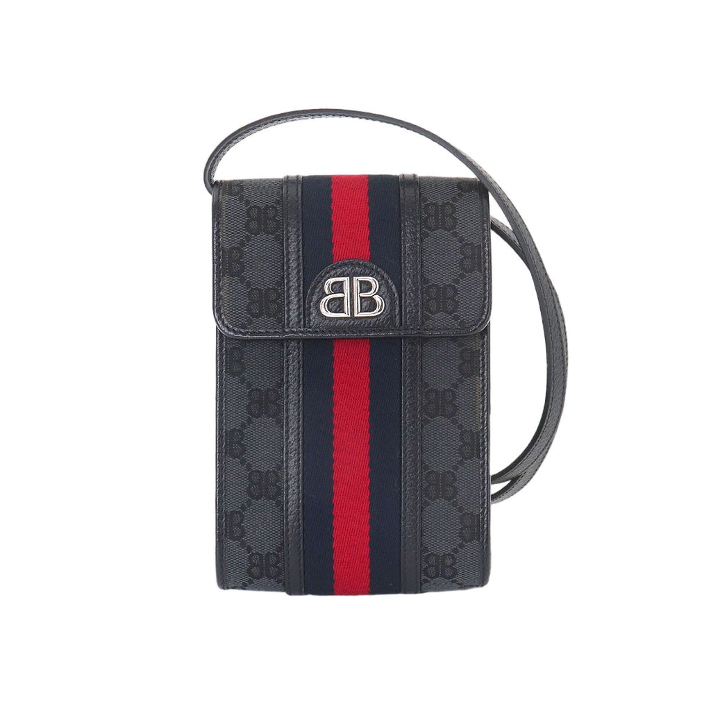Gucci Hacker Project Shoulder Bag Canvas Leather Black
