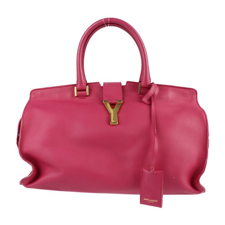 Saint Laurent Paris Cabas Classic Handbag Leather Pink Gold Hardware