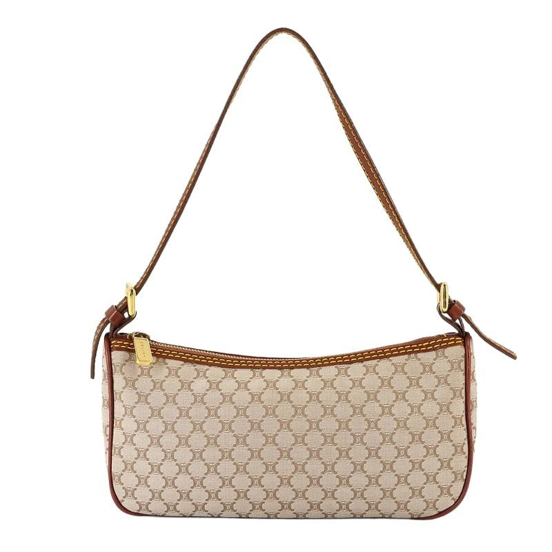 Celine Macadam Hand Bag Canvas Leather Beige Brown Gold Hardware Vintage — view 2