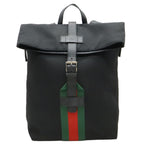 Gucci Band Techno Canvas Webline Sherry Backpack Leather Black Green Red