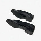 Hermes Royale Loafers Leather Shoes Black White Hhardware Fringe — view 6