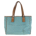 Gucci Light Blue Brown GG Canvas Leather Tote Shoulder Bag