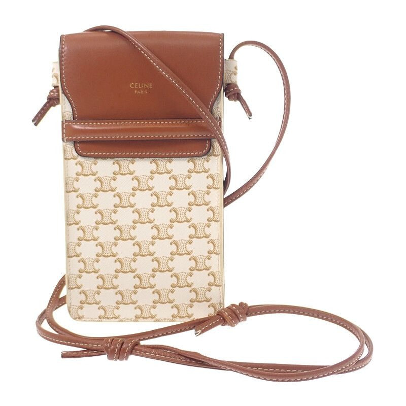 Celine Mobile Pouch 10 G332 cqd Shoulder Bag Phone Lambskin Triomphe Canvas
