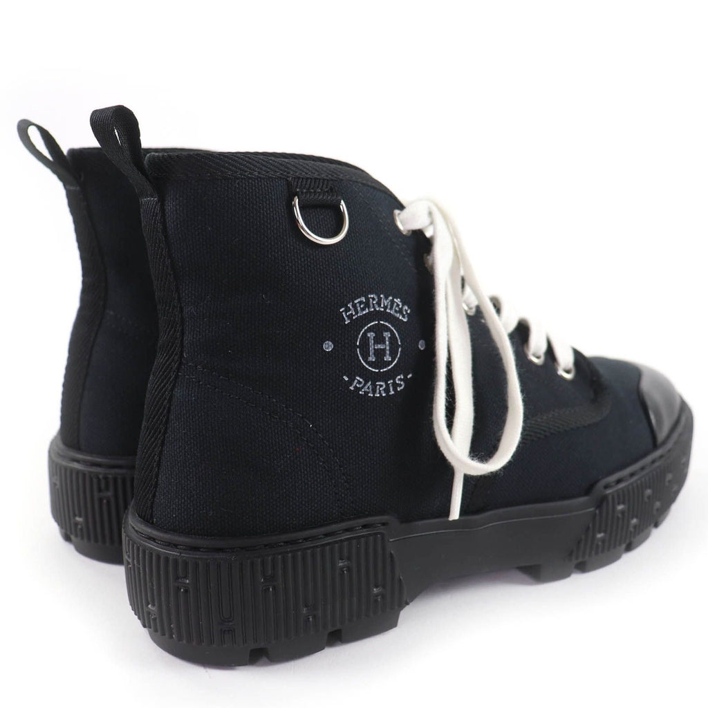 Hermes Itinerelle Canvas Leather High Cut Sneakers Black 36 — view 3