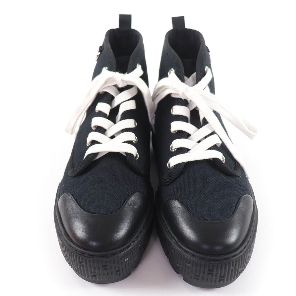 Hermes Itinerelle Canvas Leather High Cut Sneakers Black 36 — view 4