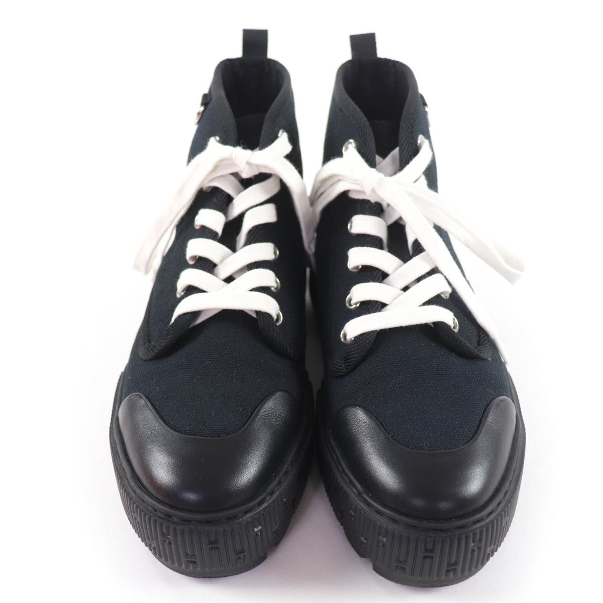 Hermes Itinerelle Canvas Leather High Cut Sneakers Black 36 — view 4