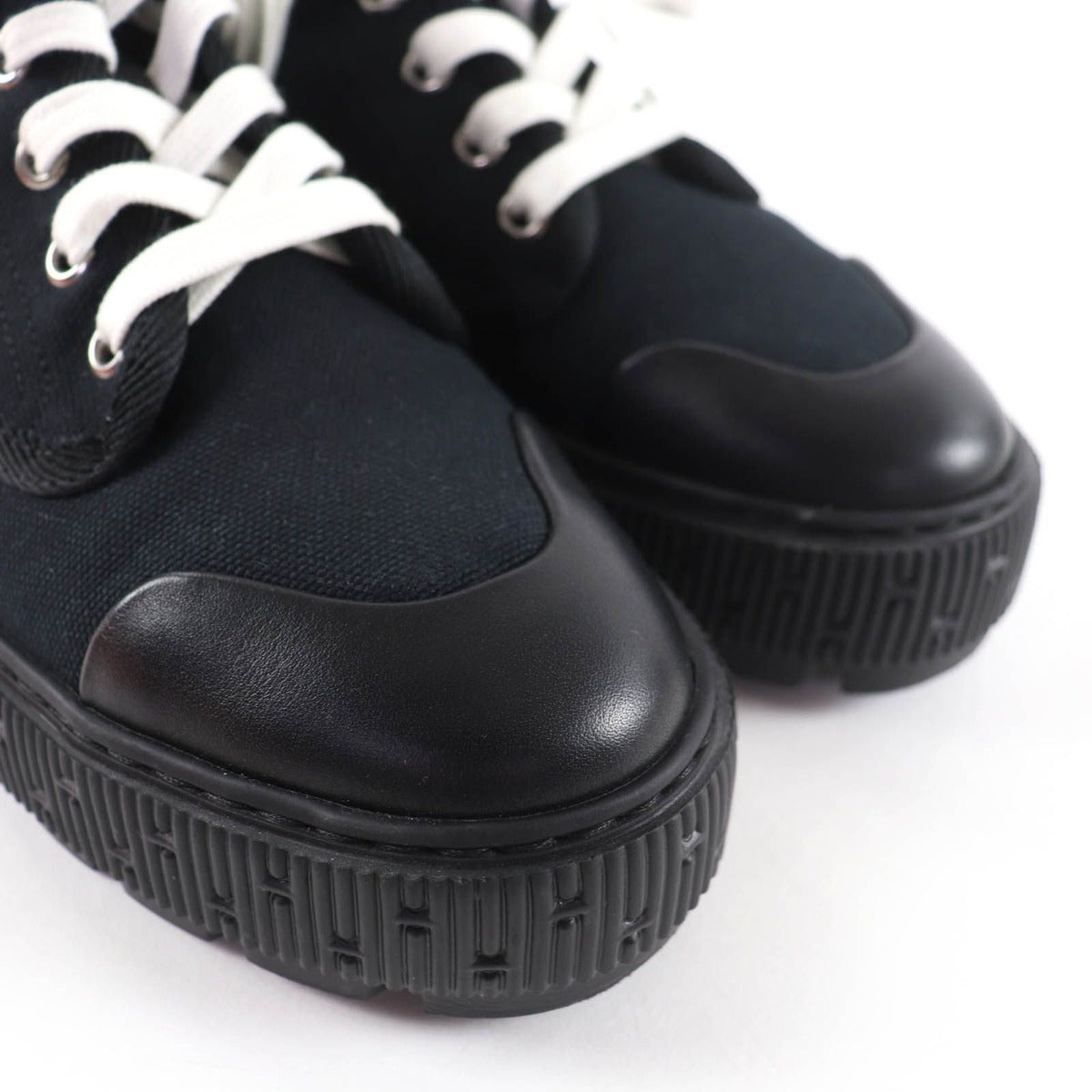 Hermes Itinerelle Canvas Leather High Cut Sneakers Black 36 — view 8