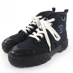 Hermes Itinerelle Canvas Leather High Cut Sneakers Black 36