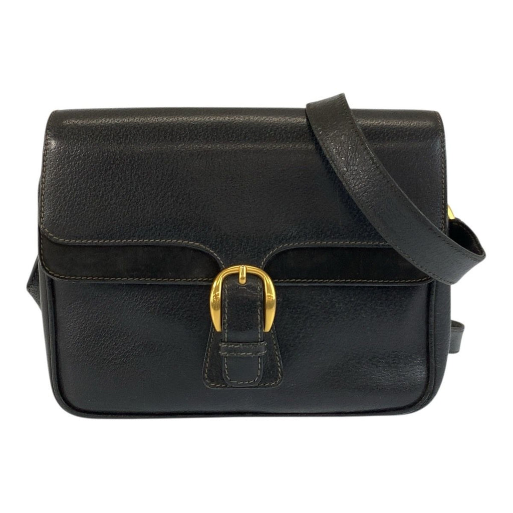 Gucci Black Gold Leather Suede 001 406 Shoulder Bag Pochette