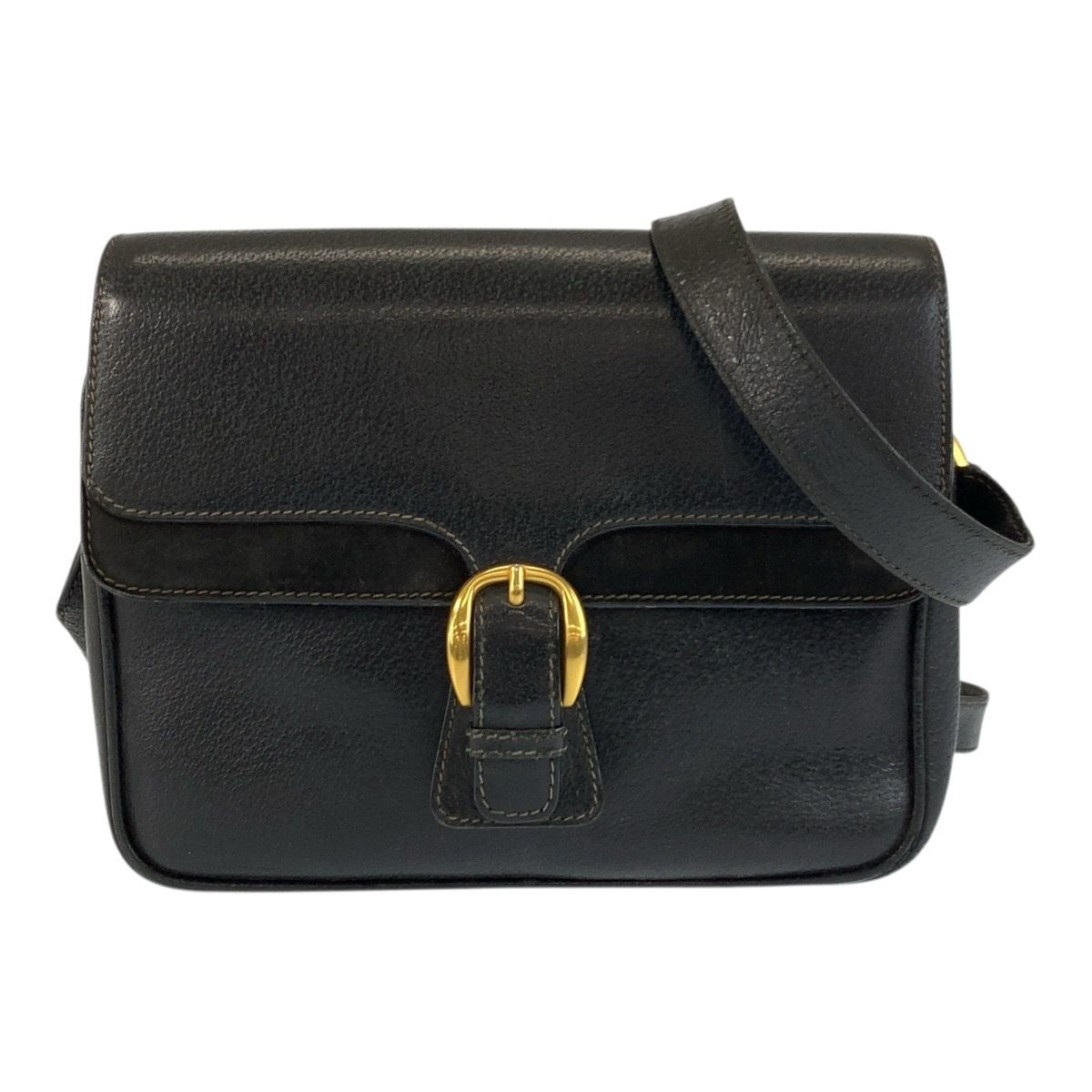 Gucci Black Gold Leather Suede 001 406 Shoulder Bag Pochette