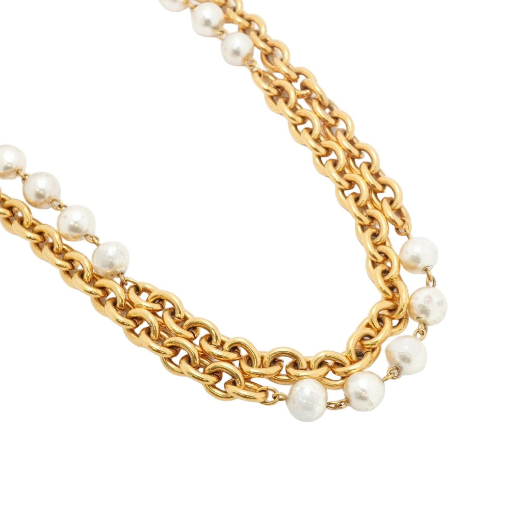 Chanel Necklace Vintage Gold Plated Faux Pearl — view 2