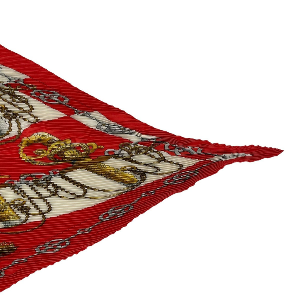 Hermes Scarf Pleats Silk Cliquetis Ticking Sword Handle Red — view 5