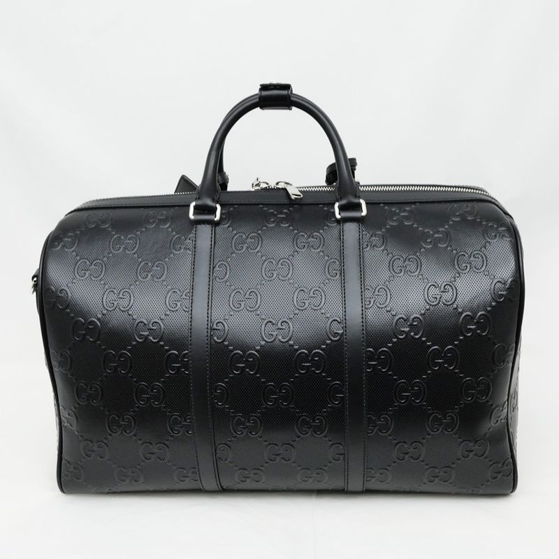 Gucci GG Embossed Boston Bag Black Leather 2-Way — view 7