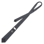 Gucci 100% Wool Regimental Logo Stripe Tie With 7 Dark Gray Tips — view 5