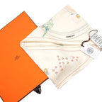 Hermes Story Triangle Scarf Embroidered Beaded Carre Silk Ivory 0109 — view 2
