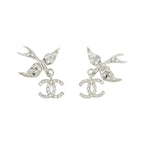 Chanel Earrings Silver Crystal