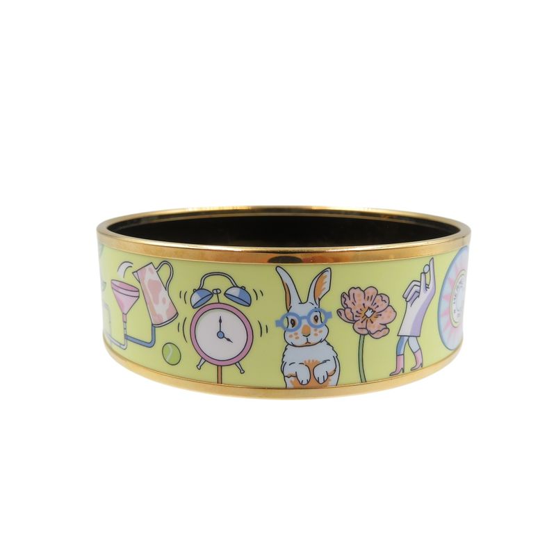 Hermes Emile GM Bracelet Tea For Two Cloisonne Metal Yellow Bangle 0242 — view 6
