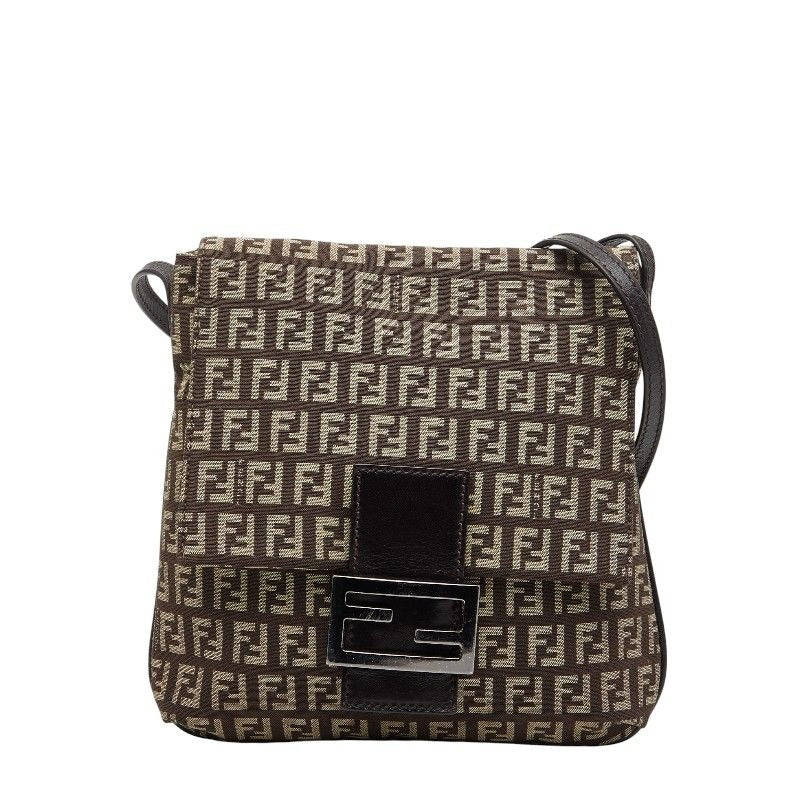 Fendi Zucchino Brown Canvas Leather
