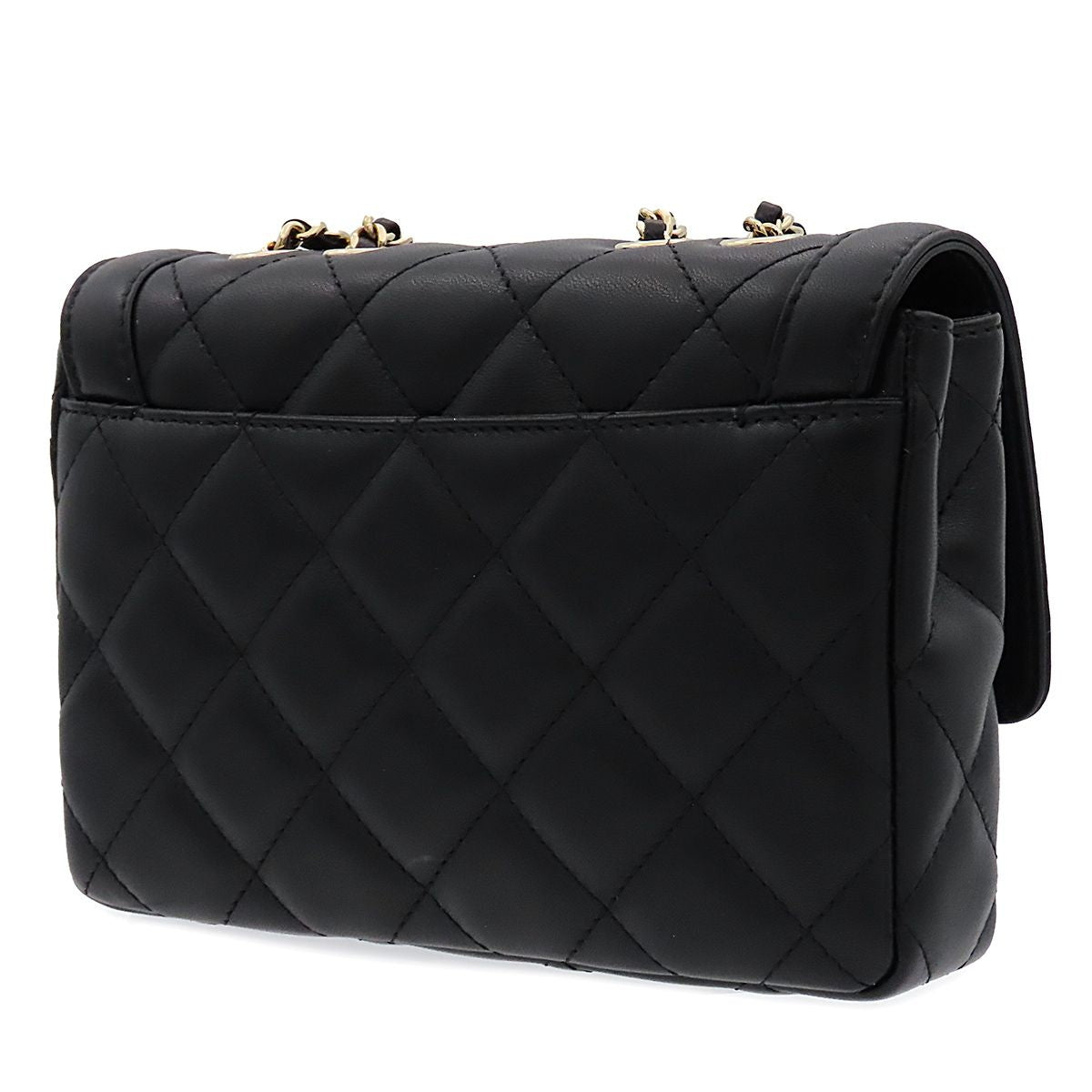 Chanel Black Gold Lambskin Quilted Mini Flap Chain Box Shoulder Bag — view 2