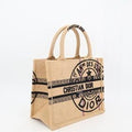 Christian Dior Book Tote Small M1265 Zruw m918 Bag Jute Canvas Beige Black
