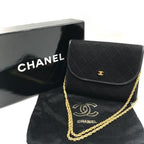Chanel CC Logo Cotton Jersey Mini Quilted Push Lock Chain Shoulder Bag