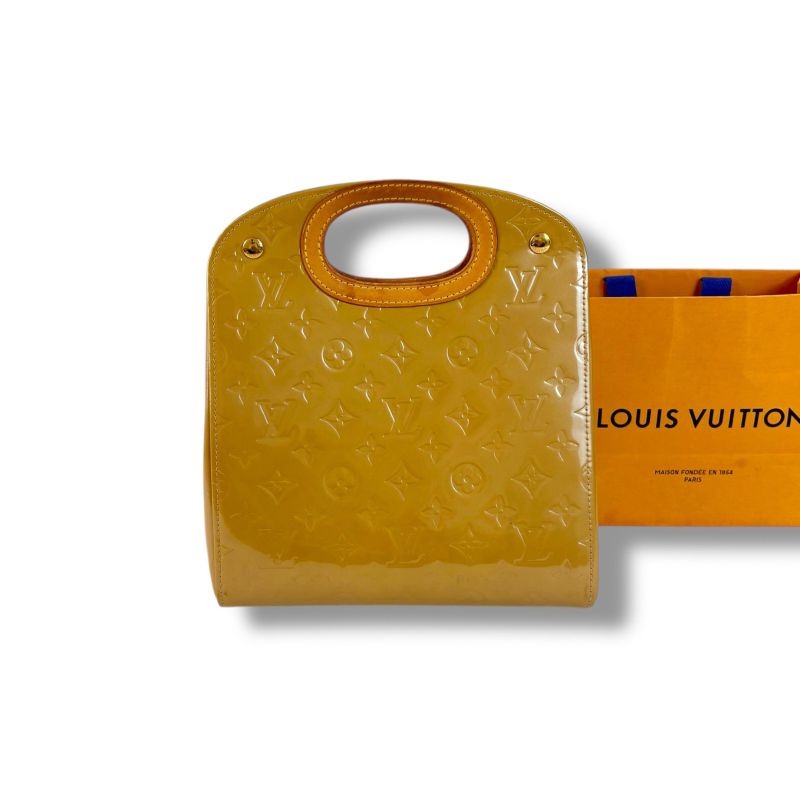 Louis Vuitton Maple Drive Top Handle Bag Yellow Beige Patent Leather Vernis — view 2