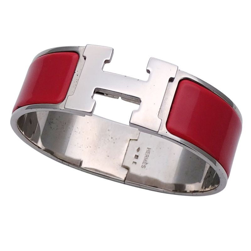 Hermes Bangle Click Classic H GP Silver Red Classy Fashionable — view 2